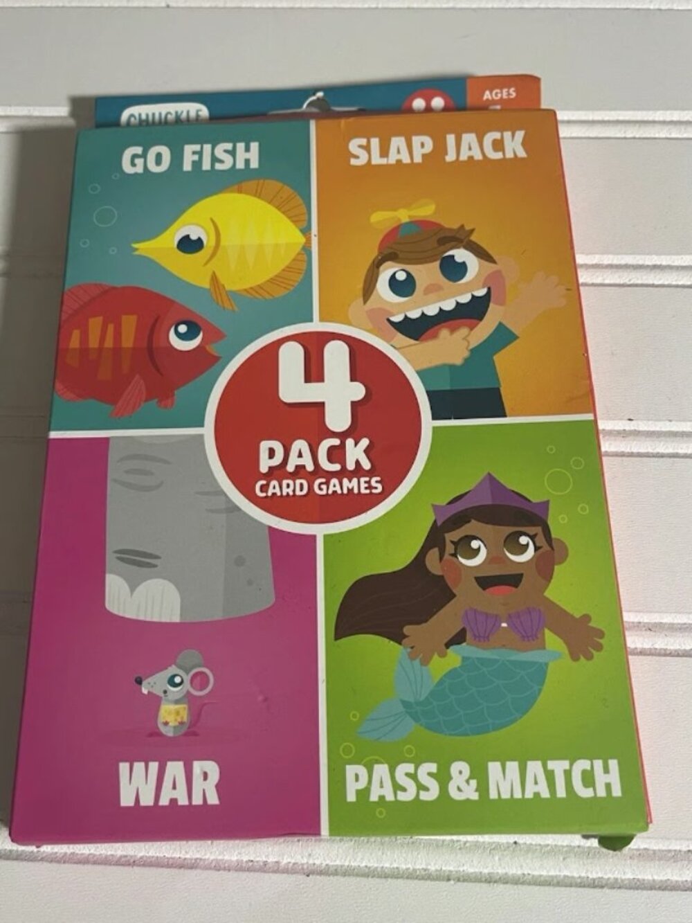 4 Pack of Kids’ Card Games Go Fish, Slap Jack, War, Pass & Match Ages 4+ New